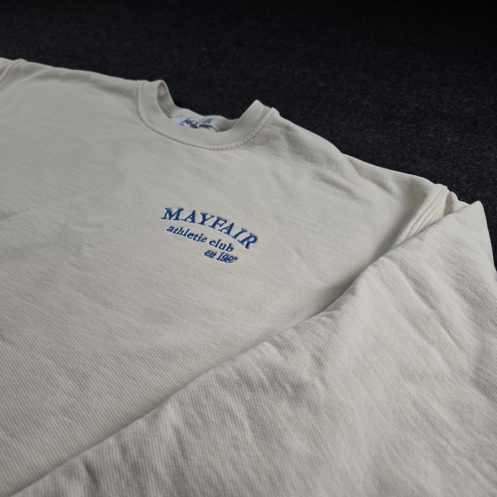 The Mayfair Group Athletic Club Crewneck Sweatshirt Cream One Size Embroidered
